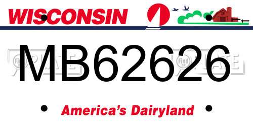 MB62626 Wisconsin License Plate