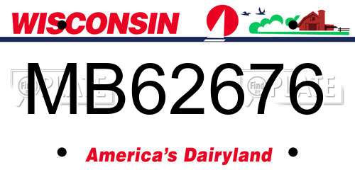 MB62676 Wisconsin License Plate