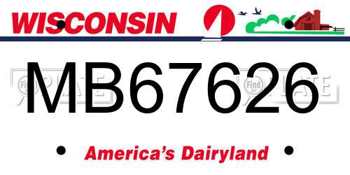 MB67626 Wisconsin License Plate