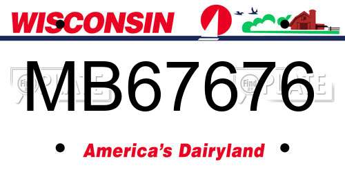 MB67676 Wisconsin License Plate