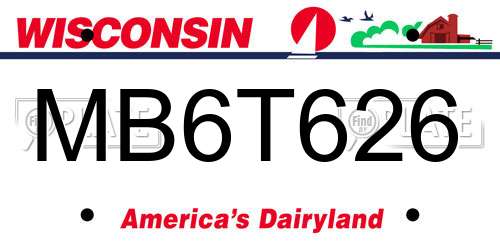 MB6T626 Wisconsin License Plate