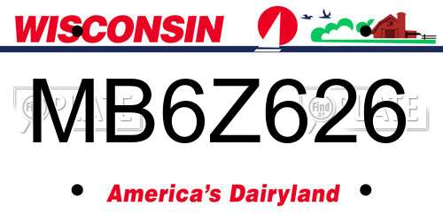MB6Z626 Wisconsin License Plate