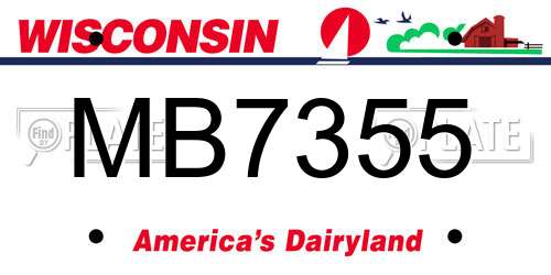 MB7355 Wisconsin License Plate