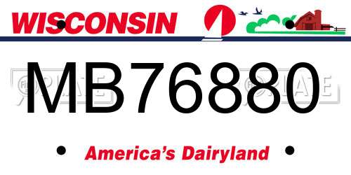 MB76880 Wisconsin License Plate