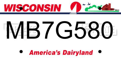 MB7G580 Wisconsin License Plate