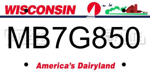 MB7G850 Wisconsin License Plate
