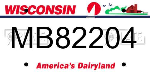 MB82204 Wisconsin License Plate