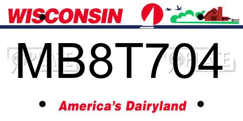 MB8T704 Wisconsin License Plate