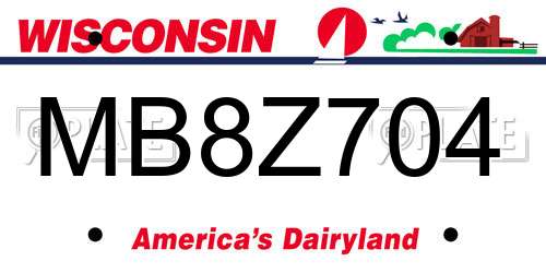 MB8Z704 Wisconsin License Plate