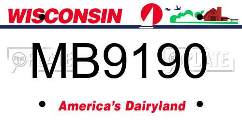 MB9190 Wisconsin License Plate