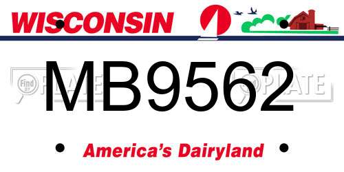 MB9562 Wisconsin License Plate