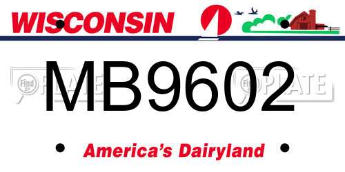 MB9602 Wisconsin License Plate