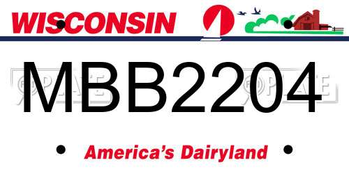 MBB2204 Wisconsin License Plate
