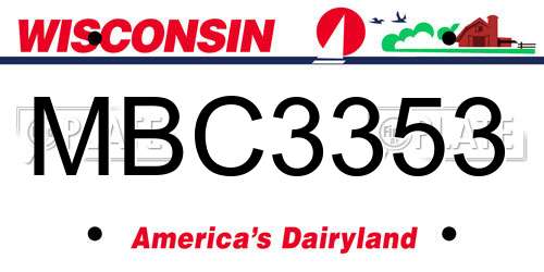 MBC3353 Wisconsin License Plate