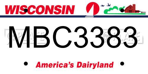 MBC3383 Wisconsin License Plate