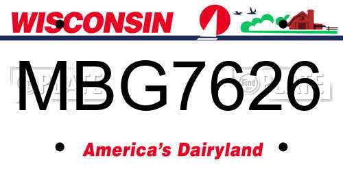 MBG7626 Wisconsin License Plate