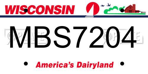 MBS7204 Wisconsin License Plate