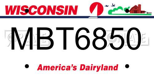 MBT6850 Wisconsin License Plate