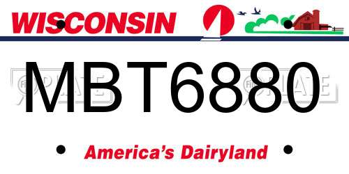 MBT6880 Wisconsin License Plate