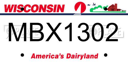 MBX1302 Wisconsin License Plate