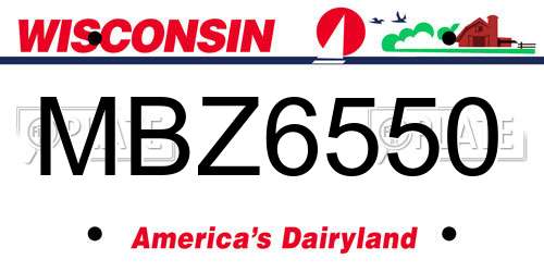 MBZ6550 Wisconsin License Plate
