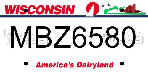 MBZ6580 Wisconsin License Plate