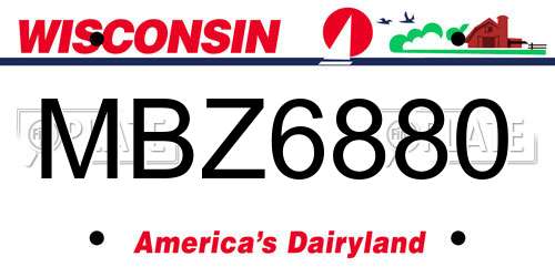 MBZ6880 Wisconsin License Plate