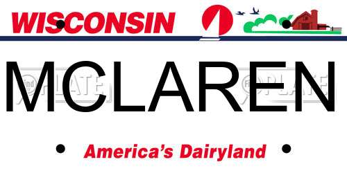 MCLAREN Wisconsin License Plate