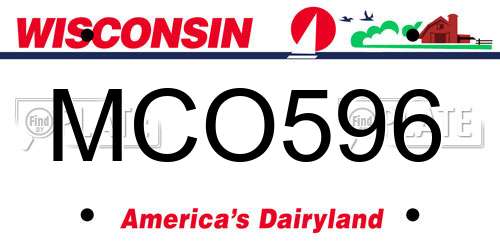 MCO596 Wisconsin License Plate