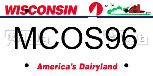 MCOS96 Wisconsin License Plate