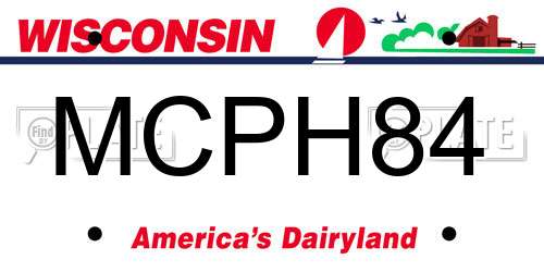 MCPH84 Wisconsin License Plate