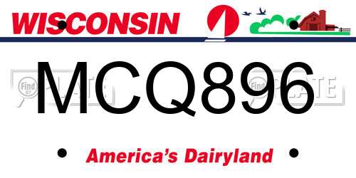 MCQ896 Wisconsin License Plate