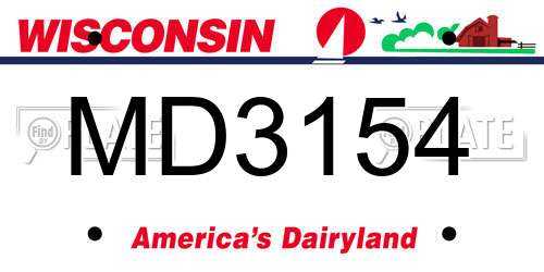 MD3154 Wisconsin License Plate