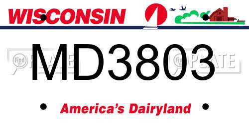 MD3803 Wisconsin License Plate