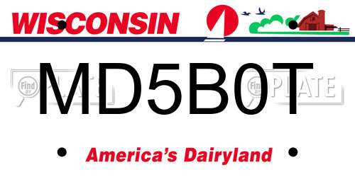 MD5B0T Wisconsin License Plate
