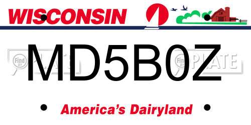 MD5B0Z Wisconsin License Plate