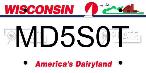 MD5S0T Wisconsin License Plate