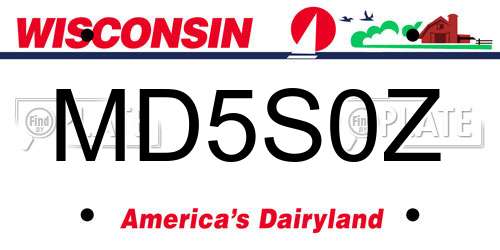 MD5S0Z Wisconsin License Plate