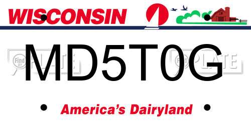 MD5T0G Wisconsin License Plate