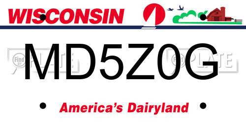 MD5Z0G Wisconsin License Plate
