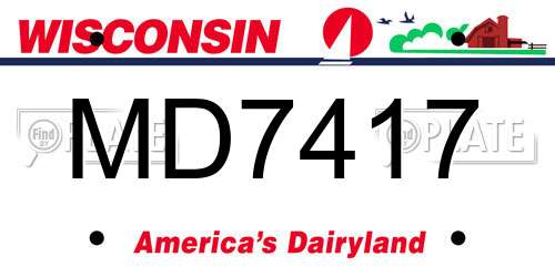 MD7417 Wisconsin License Plate
