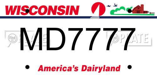 MD7777 Wisconsin License Plate
