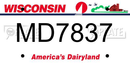 MD7837 Wisconsin License Plate
