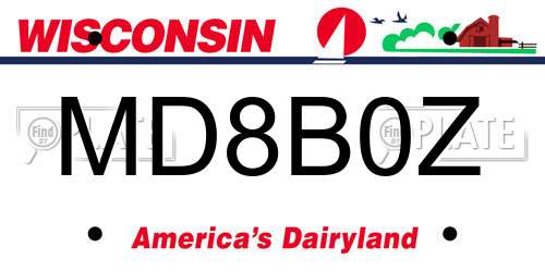 MD8B0Z Wisconsin License Plate
