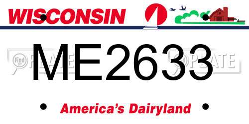 ME2633 Wisconsin License Plate
