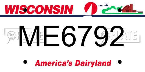 ME6792 Wisconsin License Plate