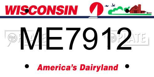 ME7912 Wisconsin License Plate