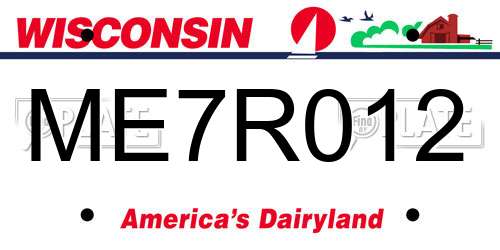 ME7R012 Wisconsin License Plate