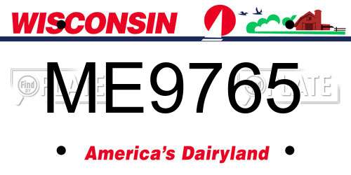 ME9765 Wisconsin License Plate