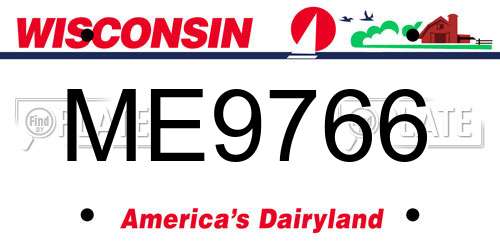 ME9766 Wisconsin License Plate